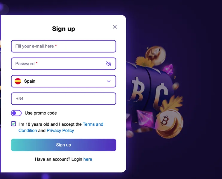 Регистрация казино Криптобосс